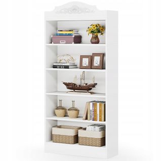 Bibliothèque Arquée De 190 Cm, Avec Étagères De Rangement, Grande Bibliothèque Ouverte Blanche