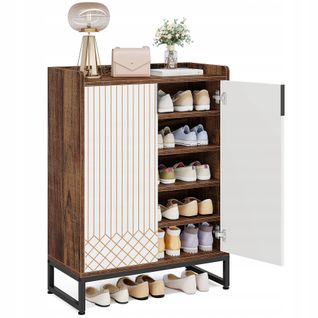 Placards à Chaussures Avec Portes, Pour Entrée, Couloir, Blanc Et Marron