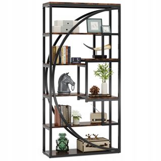 Bibliothèque Industrielle à 5 Niveaux, Étagère à Livres Pour Bureau, Salon, Brun Rustique