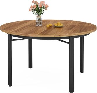 Table à Manger Ronde Pour 4 à 6 Personnes, 118.5 Cm Pour Salle à Manger, Cuisine