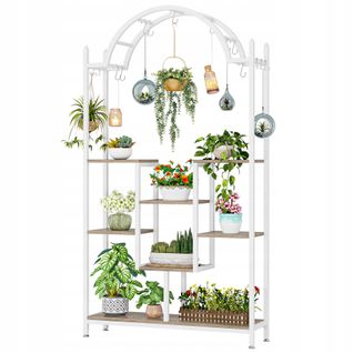 Support Pour Plantes D'intérieur à 5 Niveaux - Blanc Et Gris