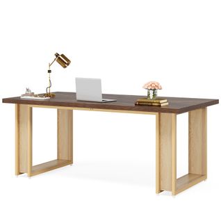 Bureau 160cm, Table Simple En Bois, Grande Table D'ordinateur Brun Rustique Pour Affaires