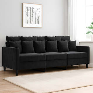 Canapé à 3 Places Noir 180 Cm Velours