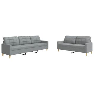 Ensemble De Canapés 2 Pièces Gris Clair Tissu