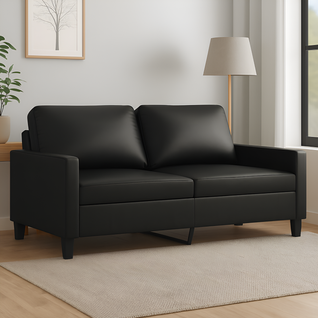 Canapé à 2 Places Noir 140 Cm Similicuir pour Salon