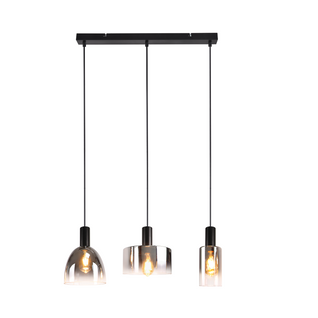 Lampe à Suspension Pour Table à Manger Vintage En Verre Gris Fumé E27 Réglable En Hauteur Pour Salon