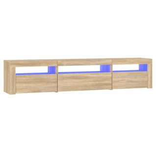 Meuble TV Avec Lumières LED Chêne Sonoma 195x35x40 Cm