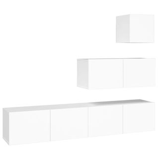 Ensemble De Meubles TV 4 Pièces Blanc Bois D'ingénierie
