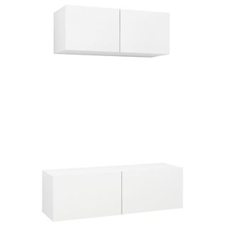 Ensemble De Meubles TV 2 Pièces Blanc Bois D'ingénierie
