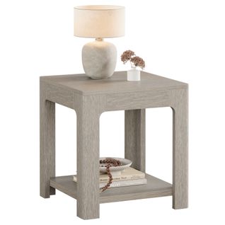 Table D'appoint Carrée, Table De Chevet En Bois à 2 Niveaux, Ldéale Pour La Chambre
