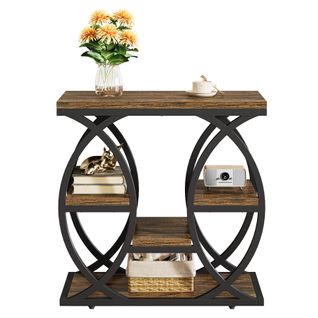 Table D'appoint à 4 Étagères, Table De Chevet Étroite De 60 Cm Avec Rangement Pour Salon