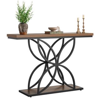 Table Console Industrielle Pour Entrée, Table Basse Avec Pied Papillon En Métal Unique