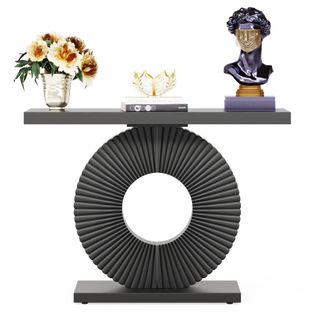 Table Console Moderne Avec Base Géométrique, Table D'entrée En Bois De 100 Cm