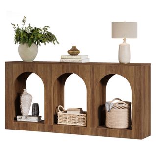 Console, Table D'entrée Avec 3 Étagères Cintrées, Tables D'entrée Avec Rangement Pour Hall D'entrée