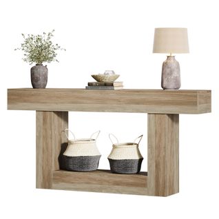 Console 160 Cm, Style Campagnard, Table D'appoint Derrière Le Canapé, Grise