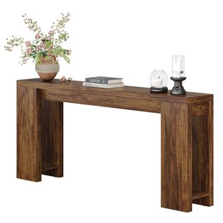 Console Extra Longue De 160 Cm, Table Basse En Bois De Style Campagnard à Placer Derrière Le Canapé