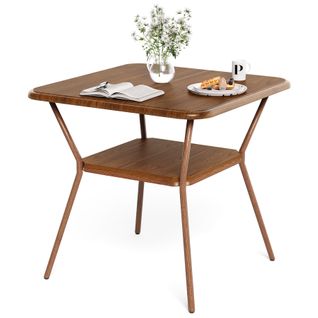 Table De Salle à Manger Carrée Pour 2 à 4 Personnes, Étagère à 2 Niveaux