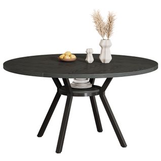 Table De Salle à Manger Ronde Pour 4 Personnes, 120 Cm, Style Industriel, Avec Piètement En Métal