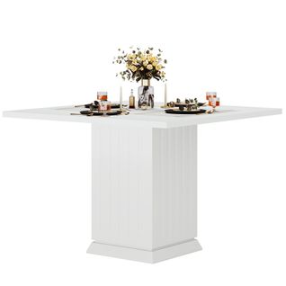 Table De Salle à Manger Carrée Avec 2 Sets De Table Petite Table De Cuisine Blanche Pour 4 Personnes