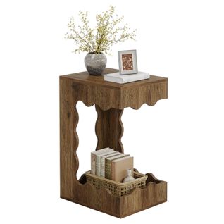 Table D'appoint Étroite, Table De Chevet à Deux Niveaux En Forme De C Pour Salon