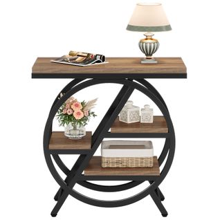 Table D'appoint Étroite Avec Grand Espace De Rangement à 4 Niveaux, Table De Chevet Moderne