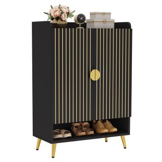 Meuble à Chaussures Avec Portes,meuble De Rangement à Chaussures à 6 Niveaux Avec Étagères Réglables