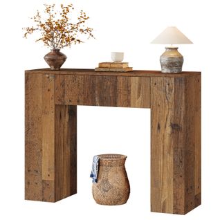 Console De Style Campagnard De 100 Cm, Table D'entrée Étroite Avec Tiroir