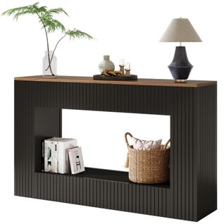 Console Moderne, Table D'entrée En Bois De 140 Cm Avec Rangement, Table De Canapé Longue Et Étroite