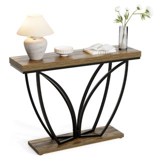 Console Industrielle De 105 Cm, Meuble D'entrée Étroit Et Long