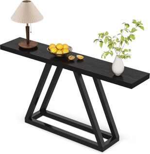 Console Étroite De 160 Cm, Table De Canapé Longue Derrière Le Canapé Pour Entrée, Couloir, Noir