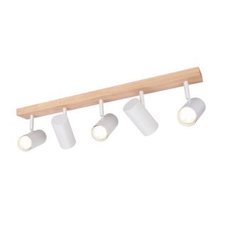 Spot De Plafond 5 Flammes Bois Blanc Vintage Gu10 Orientable 350°