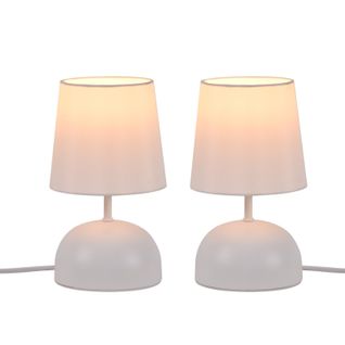 Lampe De Chevet Lot De 2 Lampes De Table Avec Câble Blanc Tissu Lampe De Nuit