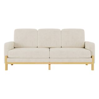 Neche Canapé Moderne 3 Places - En Chenille Beige - Avec Pieds En Bois Massif