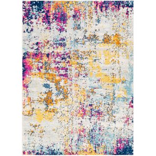 Tapis Abstrait Moderne Bleu/jaune/rose 160x220 Cm Sarah