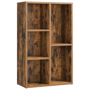 Bibliothèque, Étagère à 5 Niveaux, 50 X 24 X 80 Cm, Marron Rustique