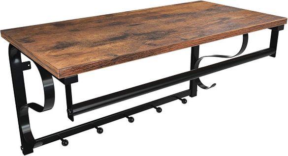 Porte-manteau Mural, Avec 5 Crochets, 1 Plateau Et 1 Barre De Suspension, Pour Entrée, Salle De Bain