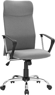 Fauteuil De Bureau, Chaise Ergonomique, Siège Rembourré Pivotant, En Tissu, Gris