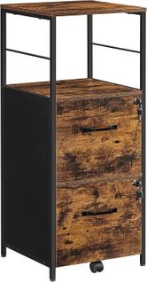 Caisson De Bureau 2 Tiroirs, 41 X 40,2 X 107,9 Cm, Style Industriel, Marron Rustique