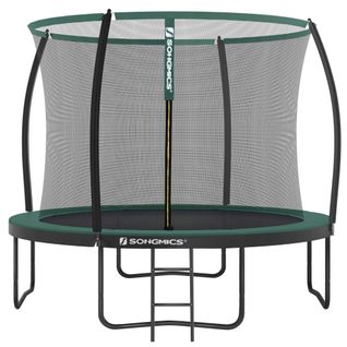 Trampoline Pour Enfants Diamètre 305 Cm, Filet De Protection, Poteau Incurvé 180 Cm, Noir Et Vert