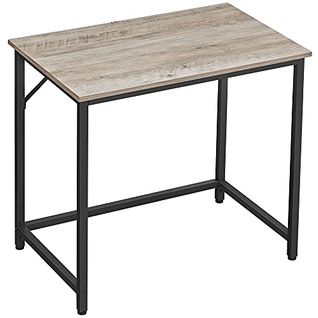 Bureau, 80 X 50 X 75 Cm, Assemblage Simple, Métal, Style Industriel, Grège Et Noir