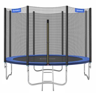 Trampoline Ø 366 Cm Pour Enfants, Filet De Protection, Coussins De Sécurité, Échelle, Bleu