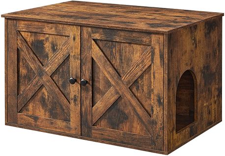 Maison De Toilette Pour Chats, Marron Rustique