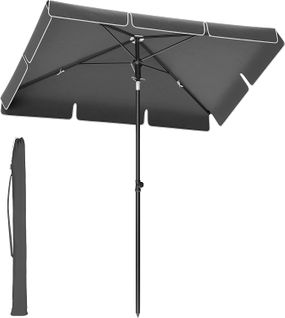 Parasol Rectangulaire 230 X 150 Cm, protection Upf 50+, Ombrelle, Terrasse, Gris