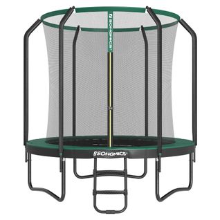 Trampoline, 244 Cm, Avec Filet De Sécurité Intérieur, Échelle, Pour Enfants Et Adultes,vert