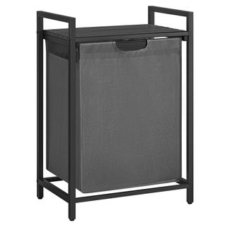 Panier à Linge, Avec Plan De Travail, Cadre En Métal, 65l, 50 X 33 X 72 Cm, Noir Et Gris