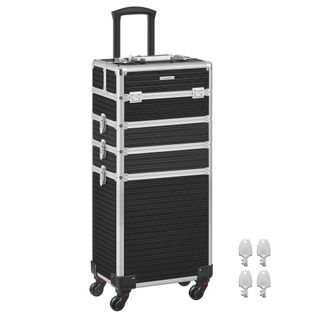 Valise De Maquillage Professionnel 4-en-1, Mallette Cosmétique, XXL, 34 X 24 X 79,3 Cm, Noir