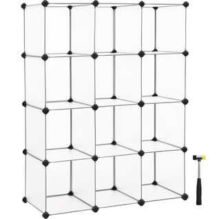 Meuble De Rangement, 12 Compartiments, Étagère, Cubes En Plastique à Emboîtement, Blanc
