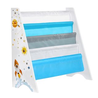 Bibliothèque Enfant, Étagère De Rangement Pour Livres, 62,5 X 28 X 60 Cm, Motif Espace, Blanc