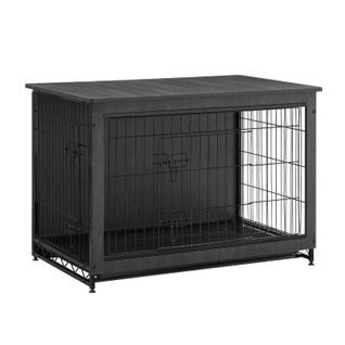 Cage Pour Chiens, Niche Moderne Pour Chiens Jusqu’à 32 Kg, Plateau Amovible, 2 Portes, Noir D'encre