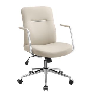 Chaise De Bureau Pivotante, Ergonomique, Surface Pu, Beige Cappuccino